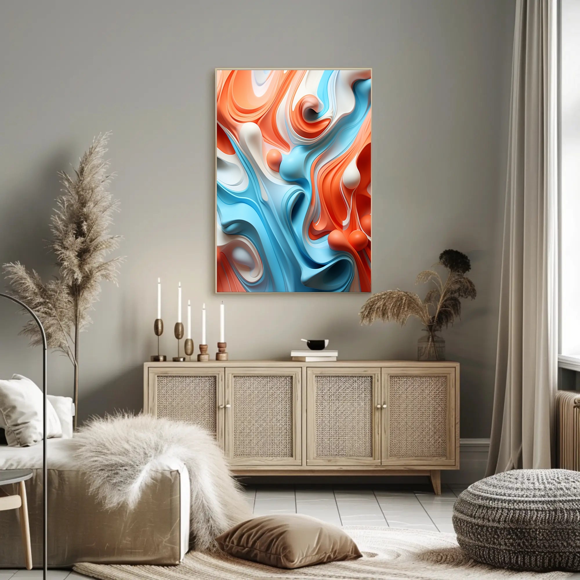 Abstract Waves Of Color Abstract Poster PosterGoat