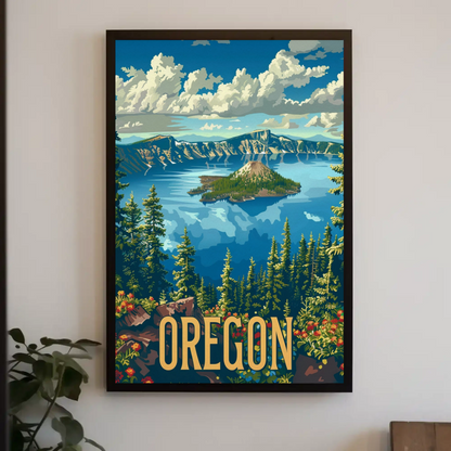 Oregon Crater Lake Wilderness Vista Travel Poster