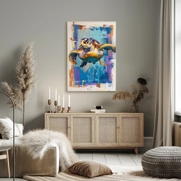 Vibrant Sea Turtle Art Print Poster for Home Decor PosterGoat