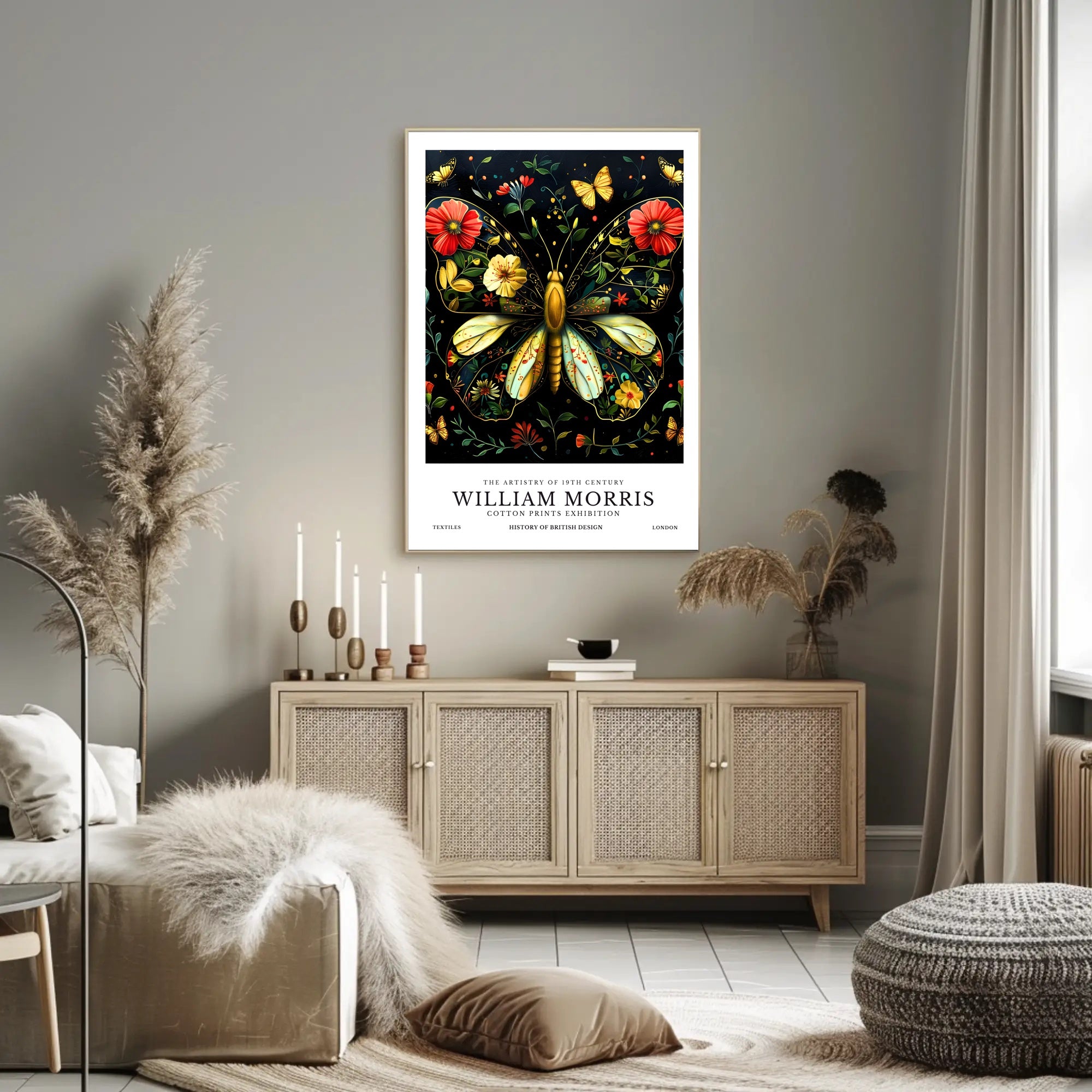 William Morris Butterfly Design Artistic Poster