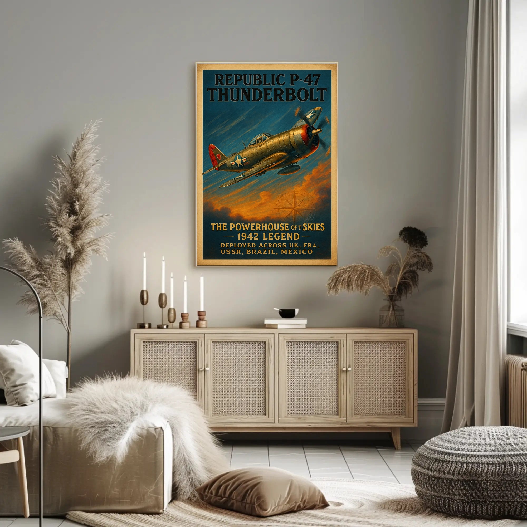 Republic P-47 Thunderbolt WWII Fighter Aircraft Poster