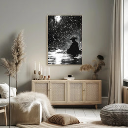 Serene Moonlit Water Journey: Artistic Poster PosterGoat