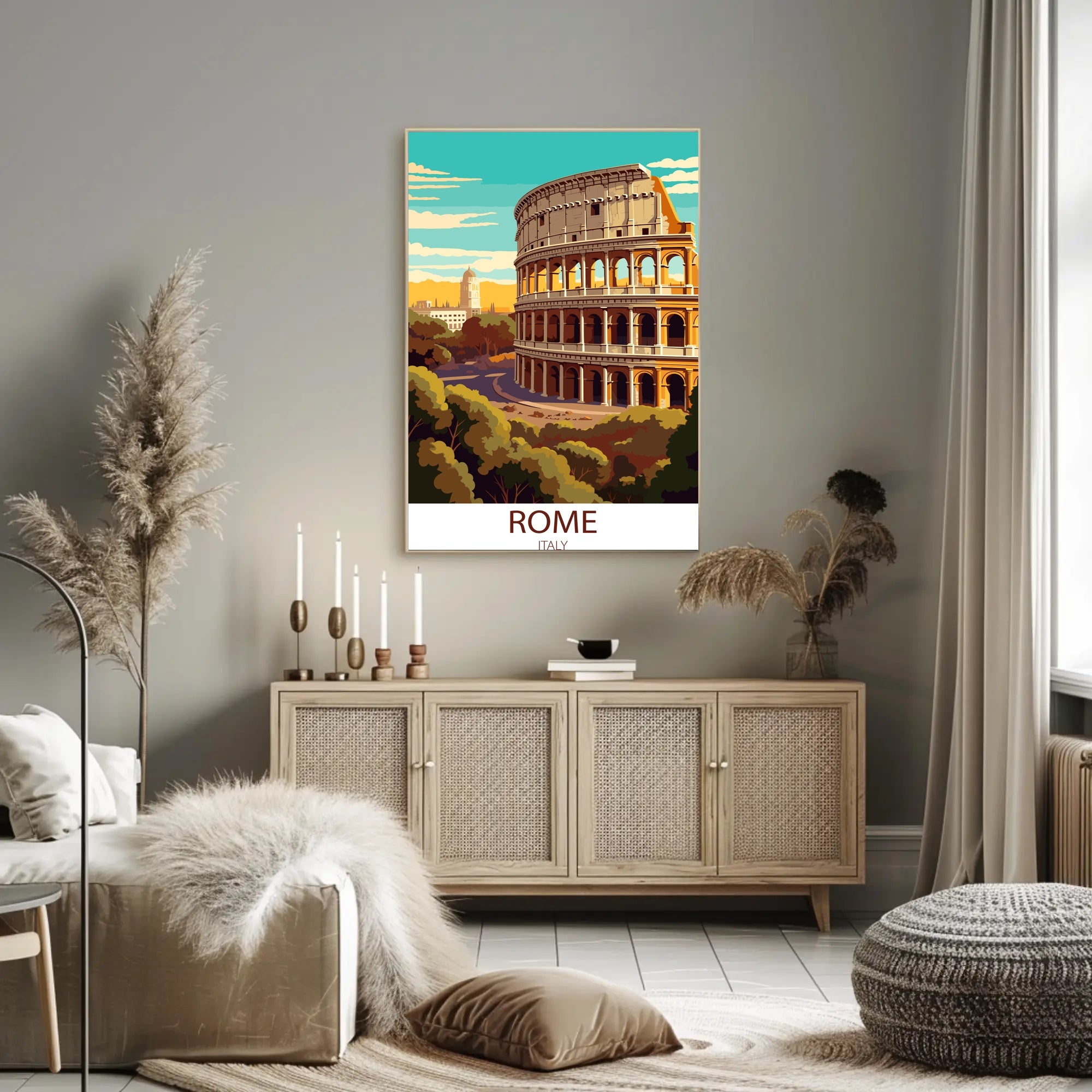 Colosseum by Day: Modern Rome Travel Poster