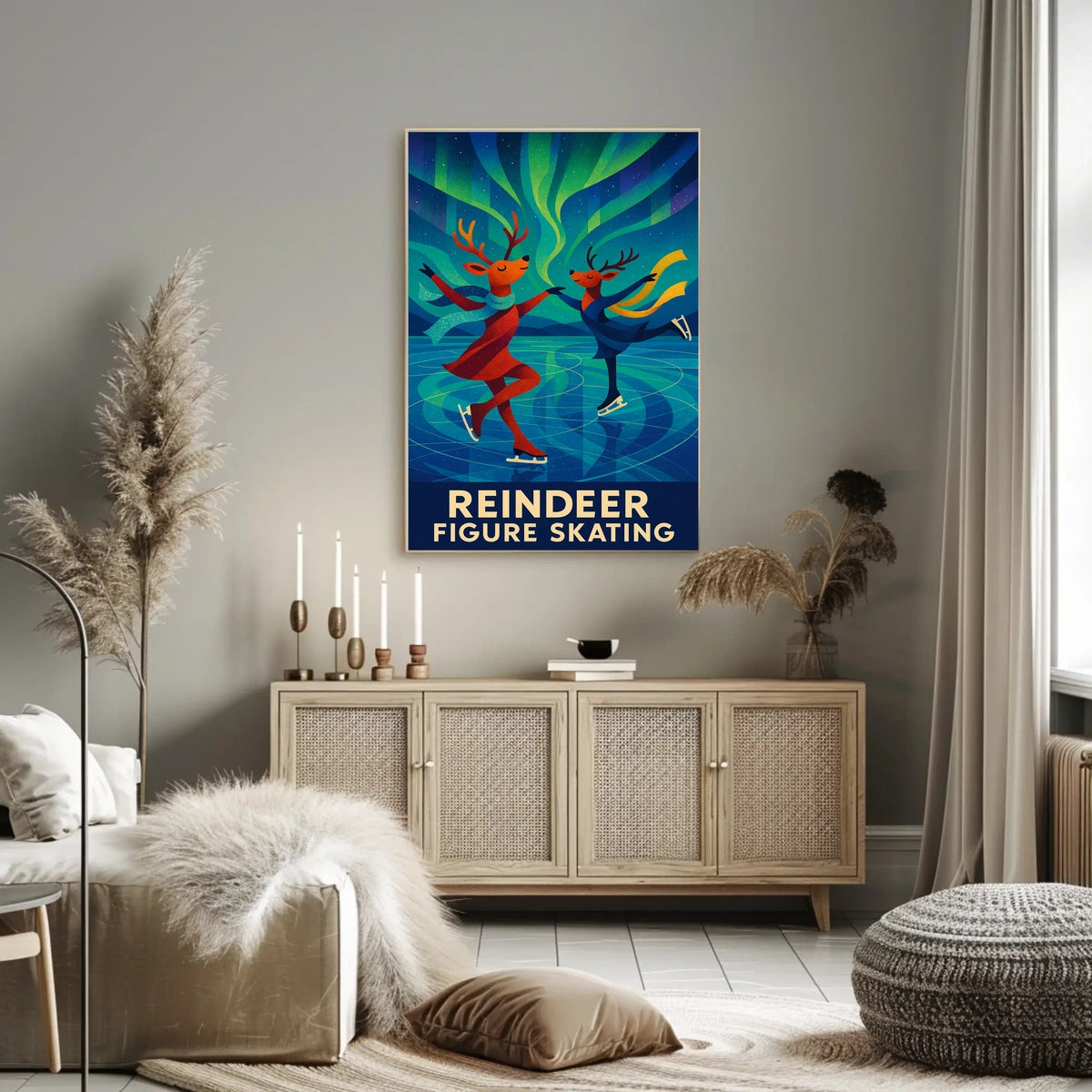 Joyful Reindeer Figure Skating Fantasy Poster