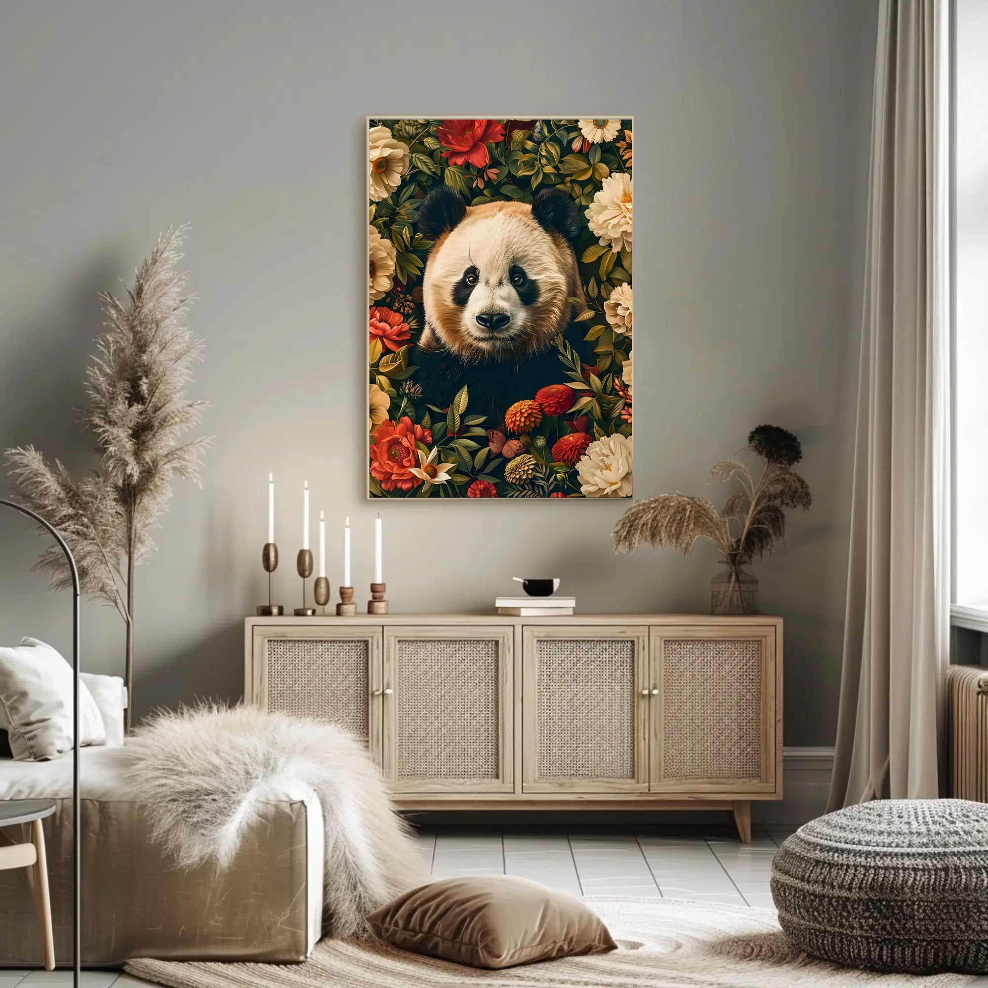 Panda in Bloom Wall Art Decor Print