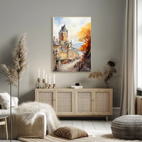 Historic Quebec City Castle European-Style Street Travel Poster