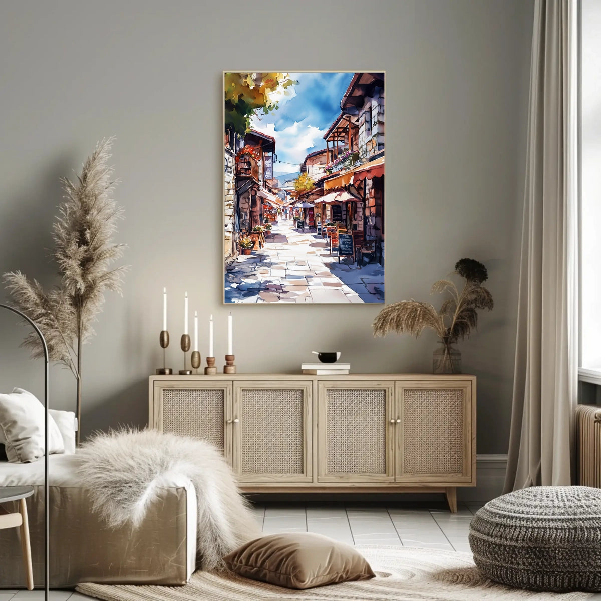 North Macedonia Skopje Old Bazaar Street Scene Poster