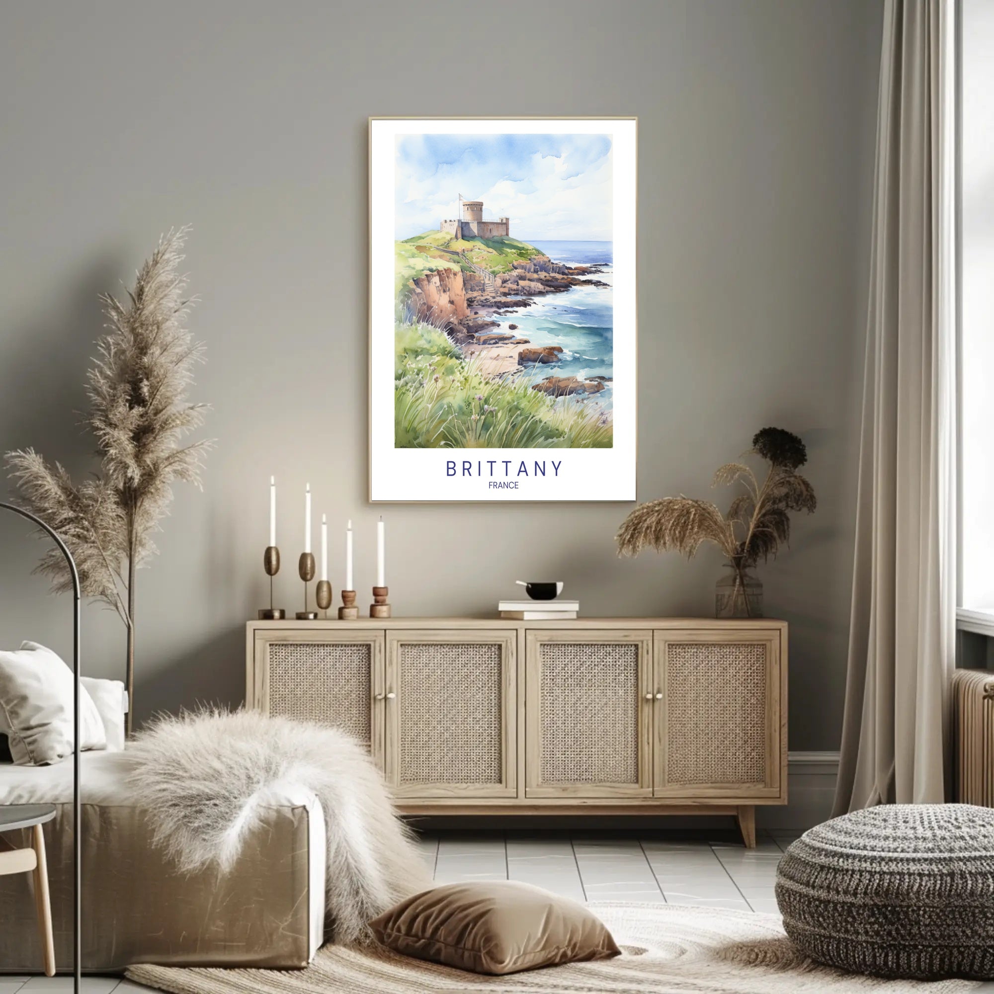 Brittany Coastal Castle Scenic Travel Poster PosterGoat