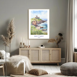 Brittany Coastal Castle Scenic Travel Poster PosterGoat
