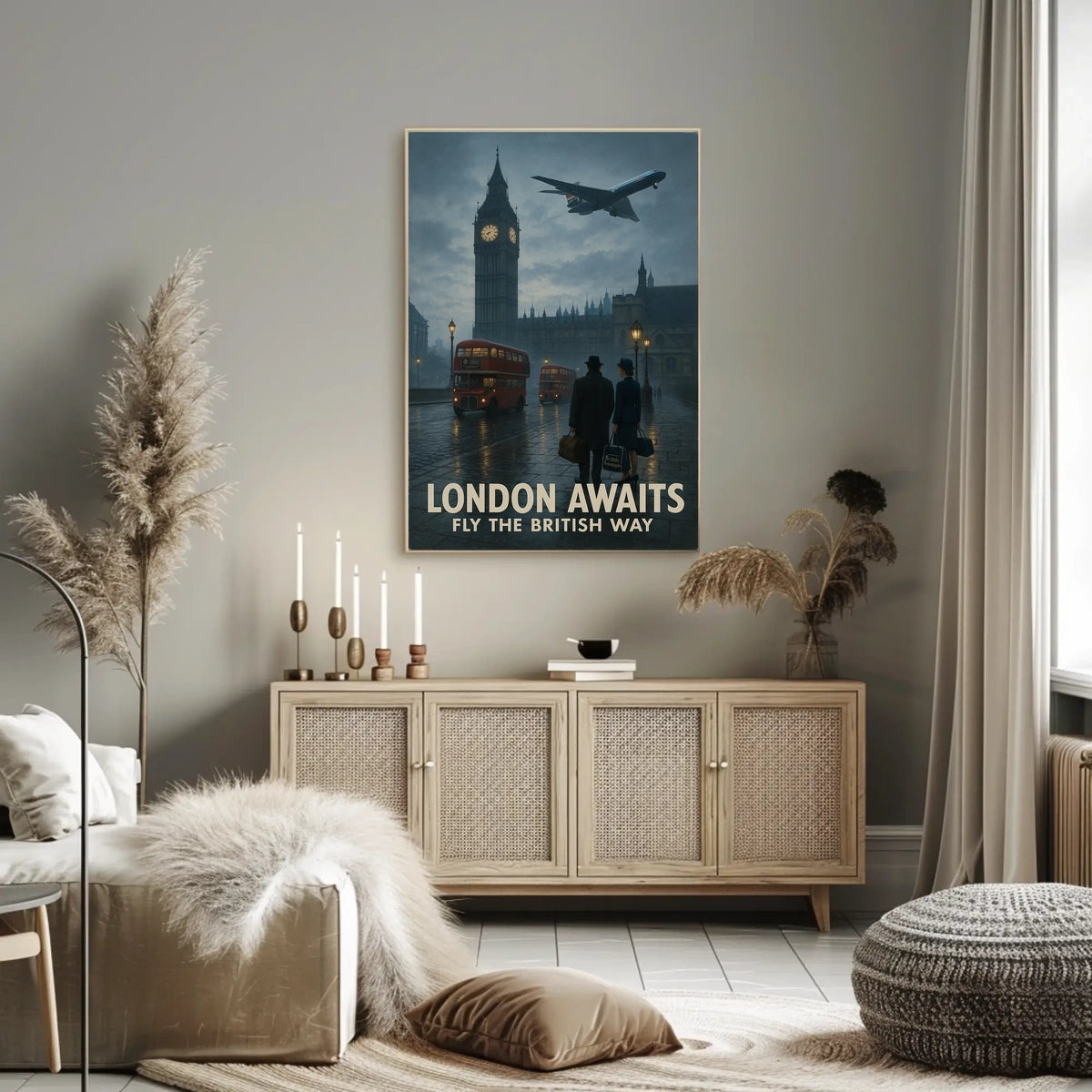 London's Timeless Iconic Twilight Vintage Travel Poster