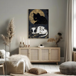Mystical Cats Moonlight Fantasy or Mythology Poster PosterGoat