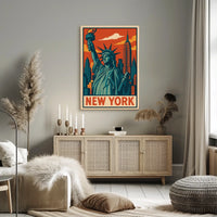 New York Skyline And Statue Of Liberty Poster