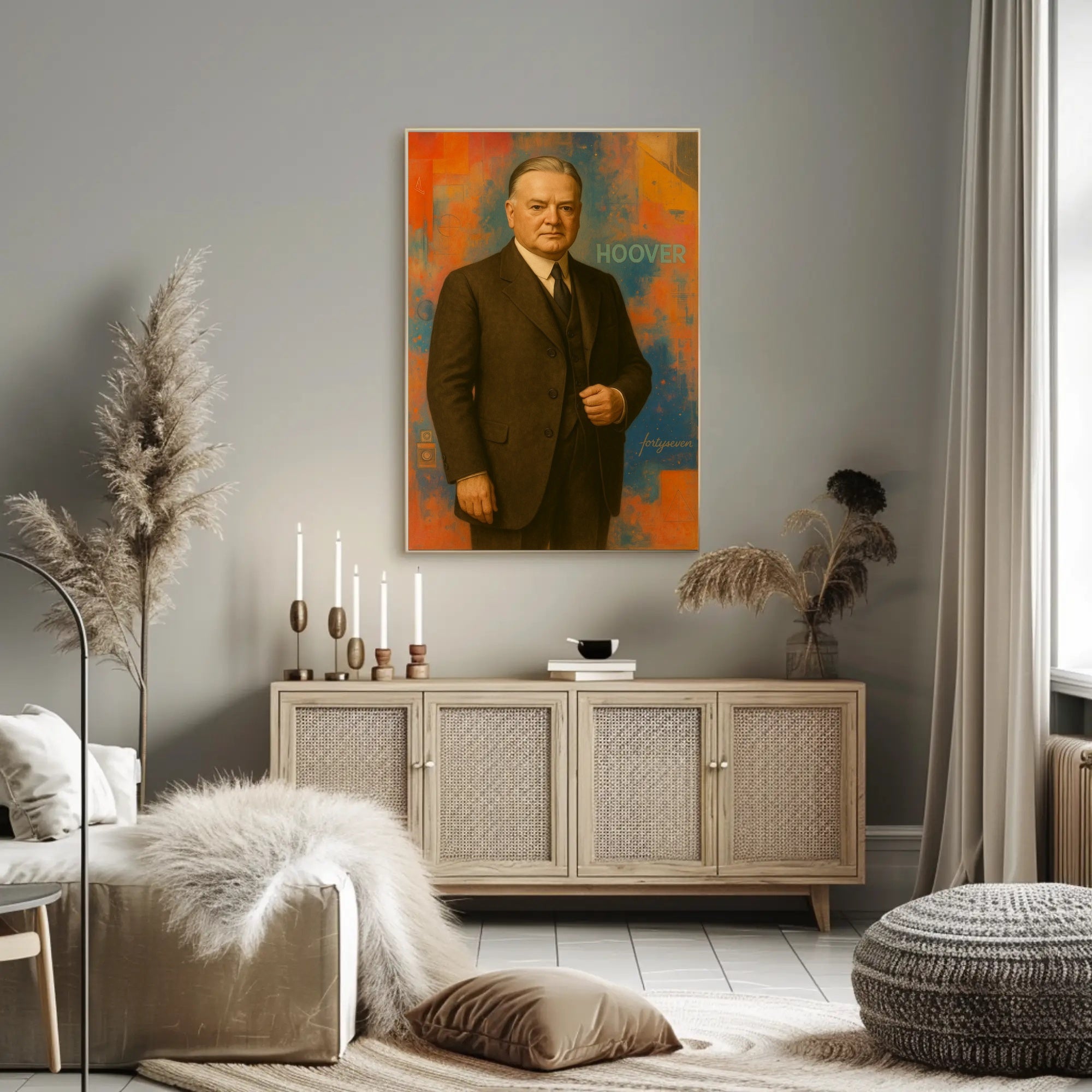 Elegant Portrait with Geometric Elegance: Abstract, Artistic Poster