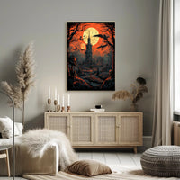 Haunted Tower Under Blood Moon Poster
