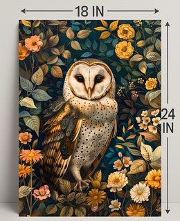 Barn Owl Enchantment in Bloom: Animal Poster