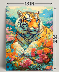 Majestic Tiger in Lush Garden Animal Poster