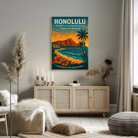 Honolulu Aloha Spirit Vintage Travel Poster Art