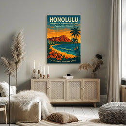 Honolulu Aloha Spirit Vintage Travel Poster Art