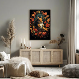 Autumn Squirrel Harvest Festive Wall Art Poster