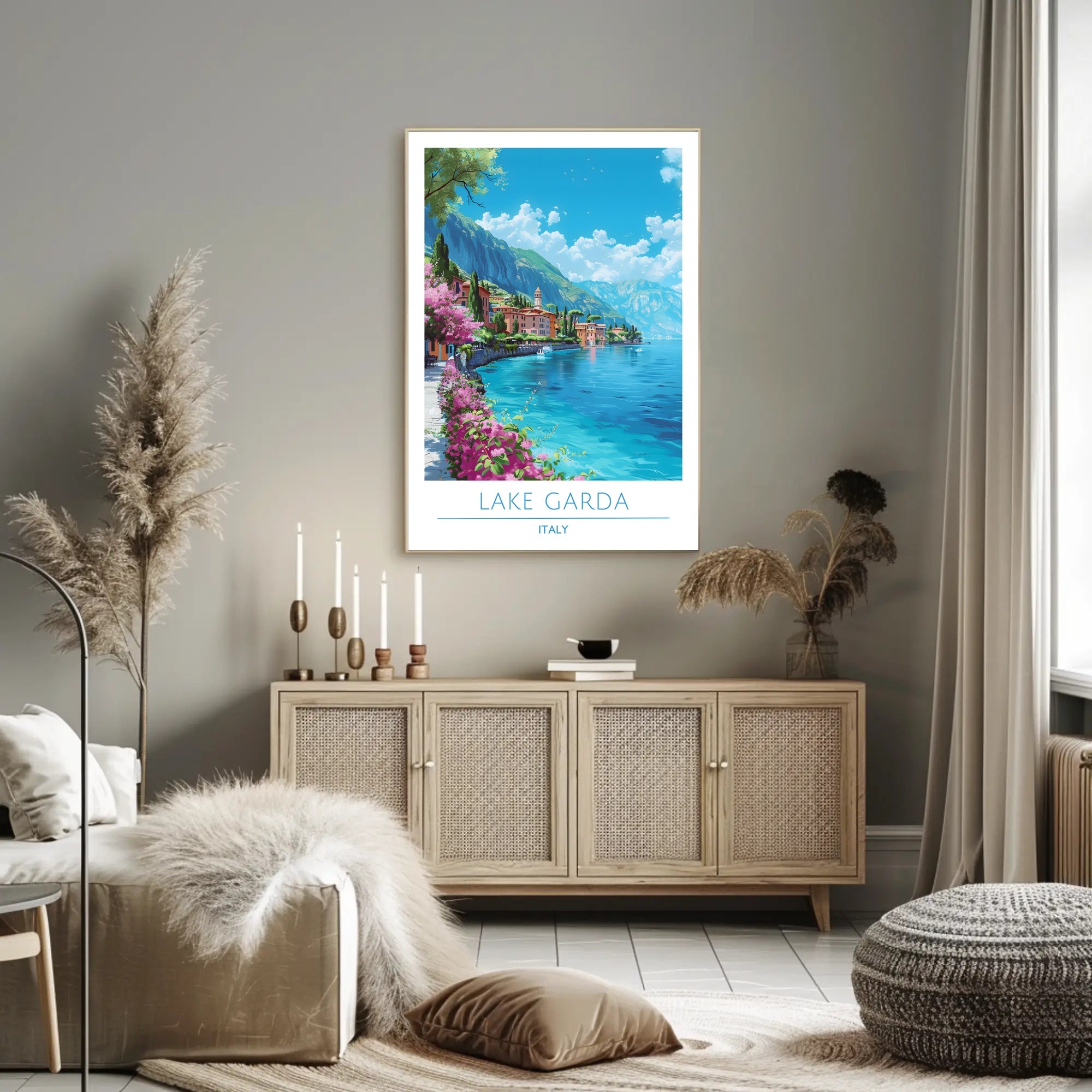 Lake Garda Vibrant View Italian Travel Poster
