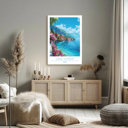Lake Garda Vibrant View Italian Travel Poster