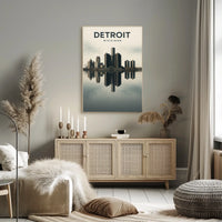 Detroit Skyline Reflection Poster
