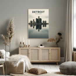 Detroit Skyline Reflection Poster