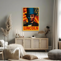 Lincoln Pop Art Poster Celebrating Historical and Presidential Icons