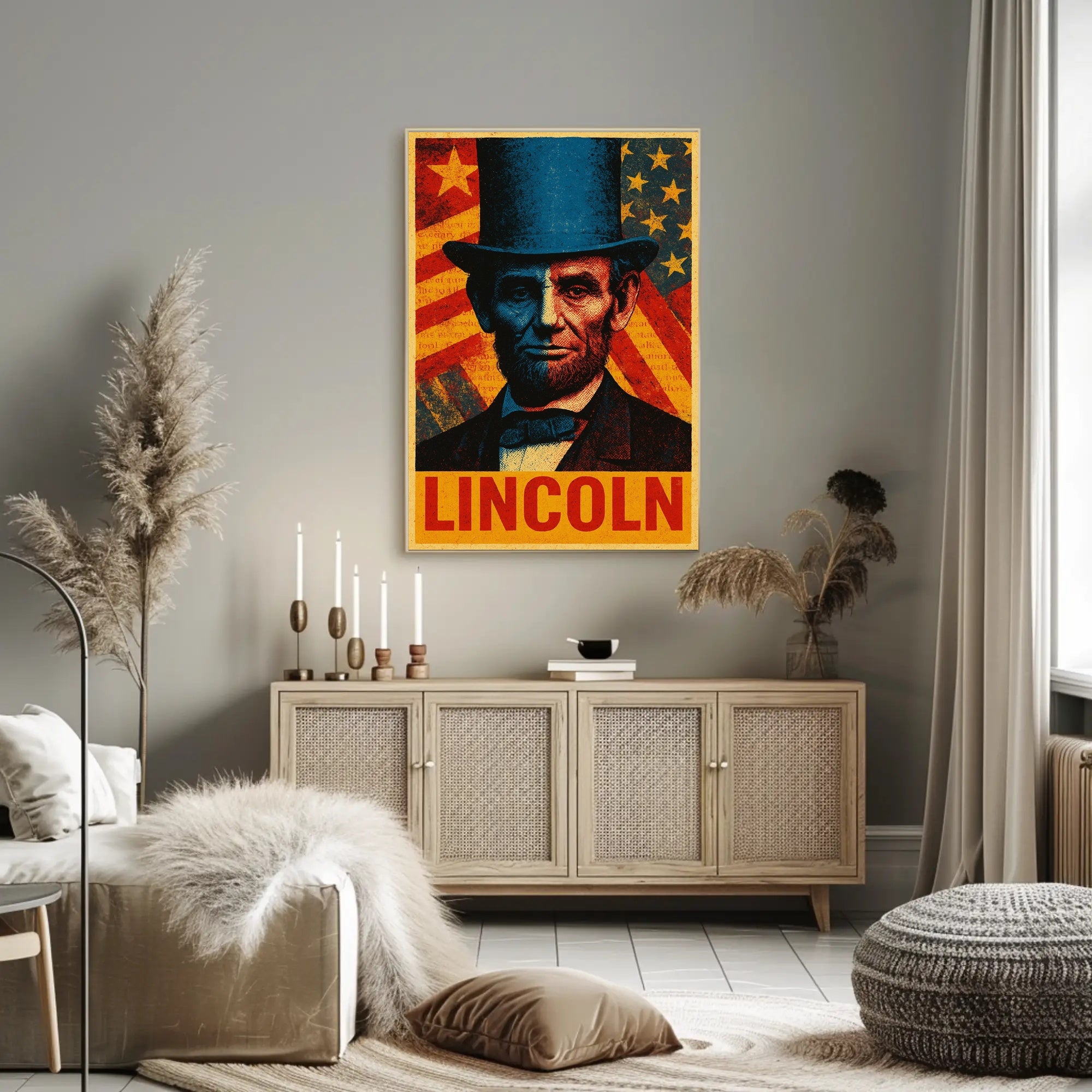 Lincoln Pop Art Poster Celebrating Historical and Presidential Icons
