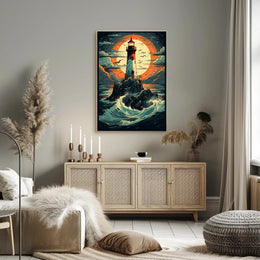 Lighthouse At Sea Poster PosterGoat
