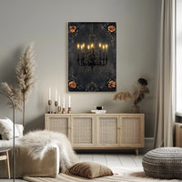 Vintage Chandelier with Roses Artistic Gothic Poster