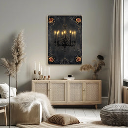 Vintage Chandelier with Roses Artistic Gothic Poster