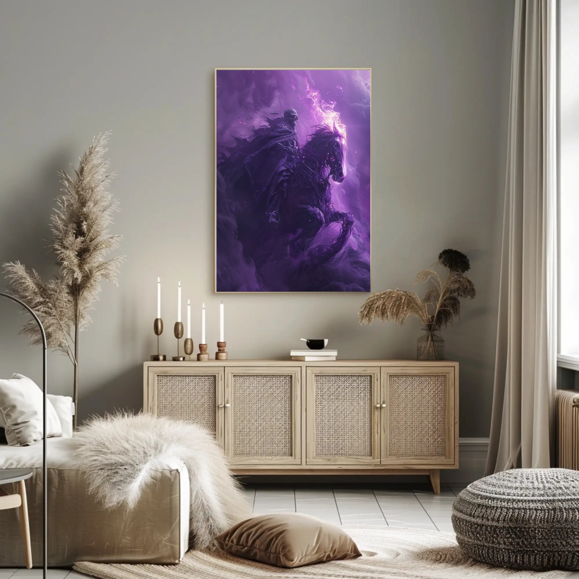 Skeletal Rider on Ghostly Horse: Fantasy or Mythology Poster PosterGoat