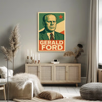 Gerald Ford Presidential Portrait Historical Figure Photography Realism Iconic American Heritage Decor Poster