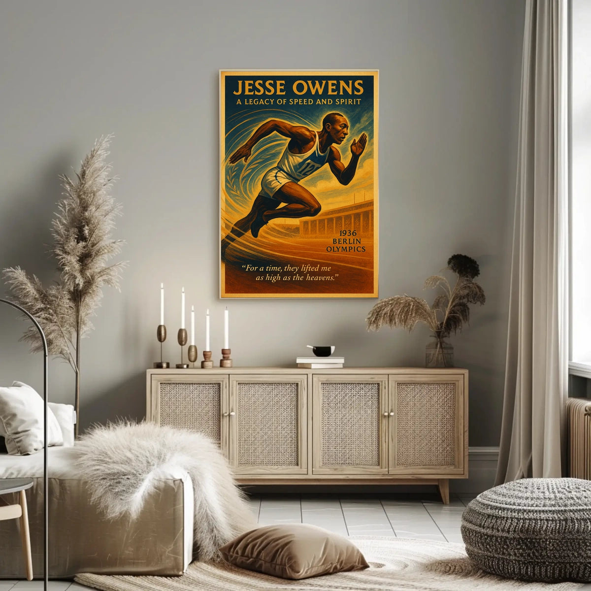 Jesse Owens Vintage Olympic Triumph Art Poster