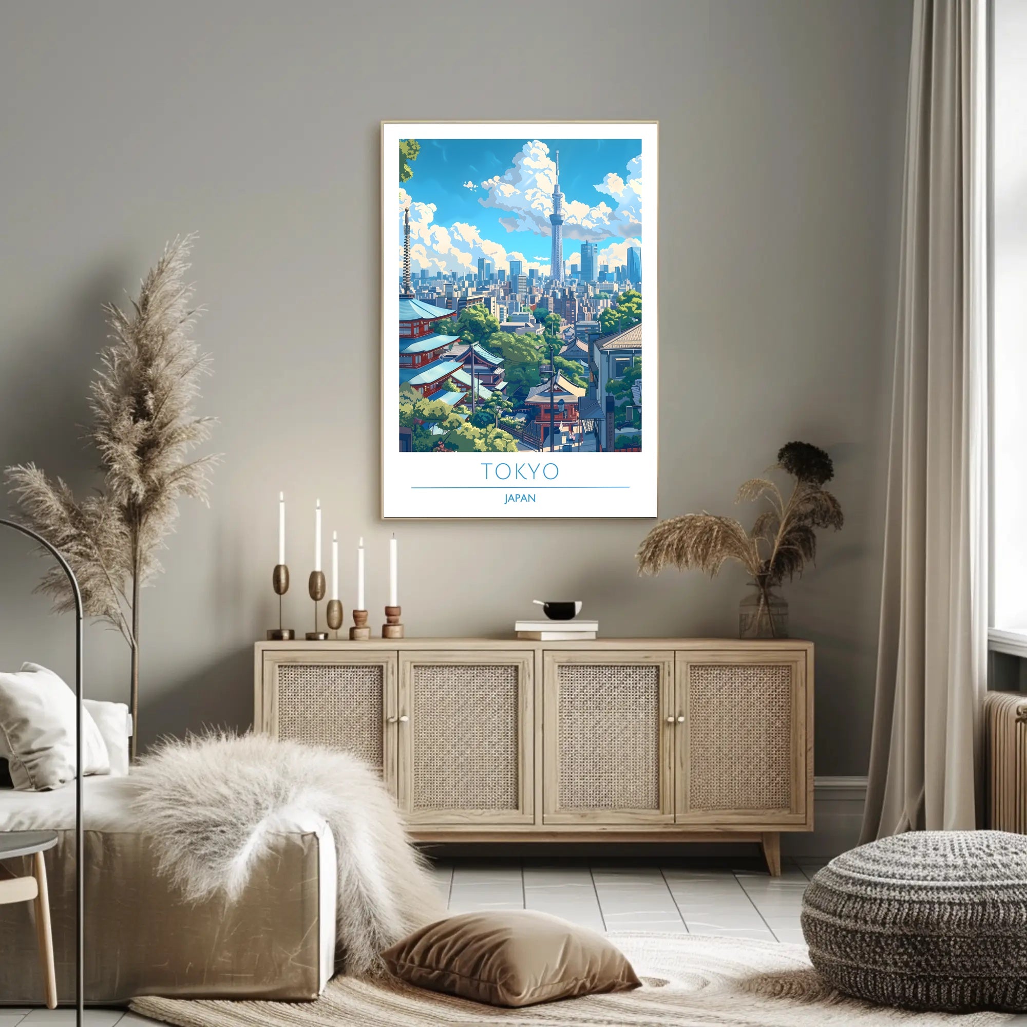 Tokyo's Dynamic Skyline in Vibrant Urban Cityscape Poster