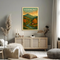 Vermont Autumn Landscape Travel Poster