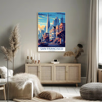 Vibrant San Francisco Urban Scene Cityscape Art Poster