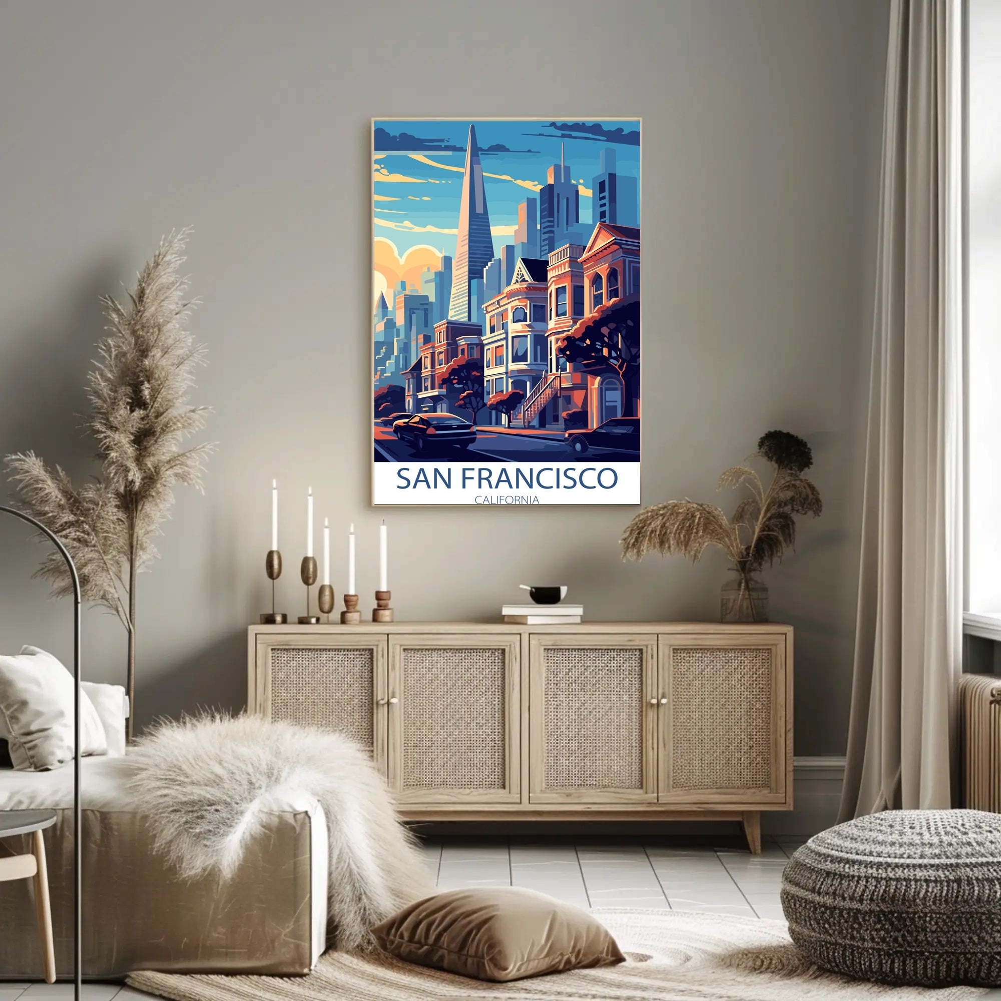 Vibrant San Francisco Urban Scene Cityscape Art Poster
