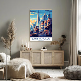 Vibrant San Francisco Urban Scene Cityscape Art Poster