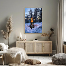 Winter Campfire In The Woods Poster
