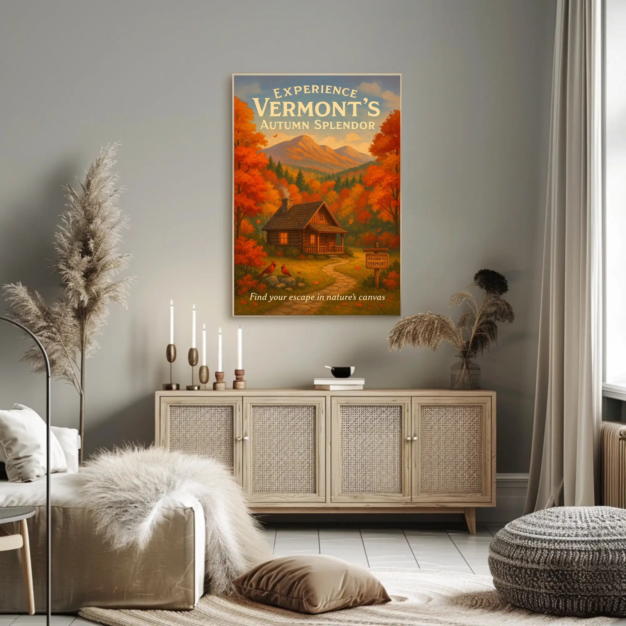 Vermont Autumn Scenic Poster Wall Art Print
