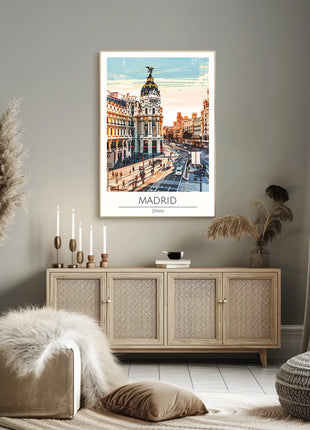 Madrid Urban Landmark Vibrant Digital Art Travel Poster
