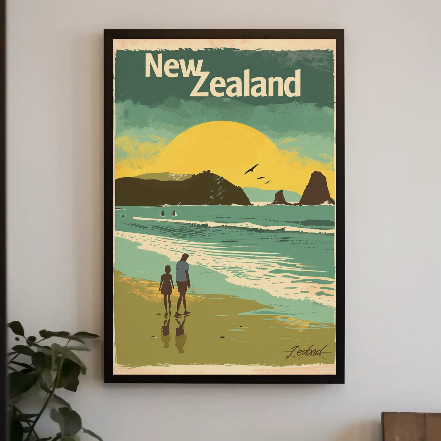 New Zealand Beach Sunset Coastal Walk Poster Poster