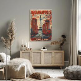 Indianapolis Monument Cityscape Retro Patriotic Poster