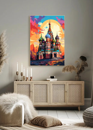 Vibrant Russian Landmark Illustration Cultural or Heritage Poster