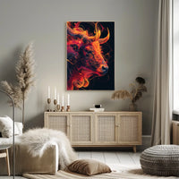 Fiery Bull Abstraction Abstract Poster