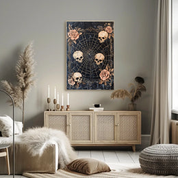 Dark Gothic Spider and Skulls Artistry - Artistic Poster