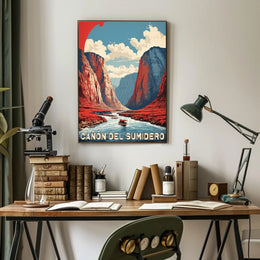 Sumidero Canyon Adventure Vintage Travel Poster