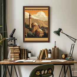 Tranquil Sunset Over Ancient Architecture Poster